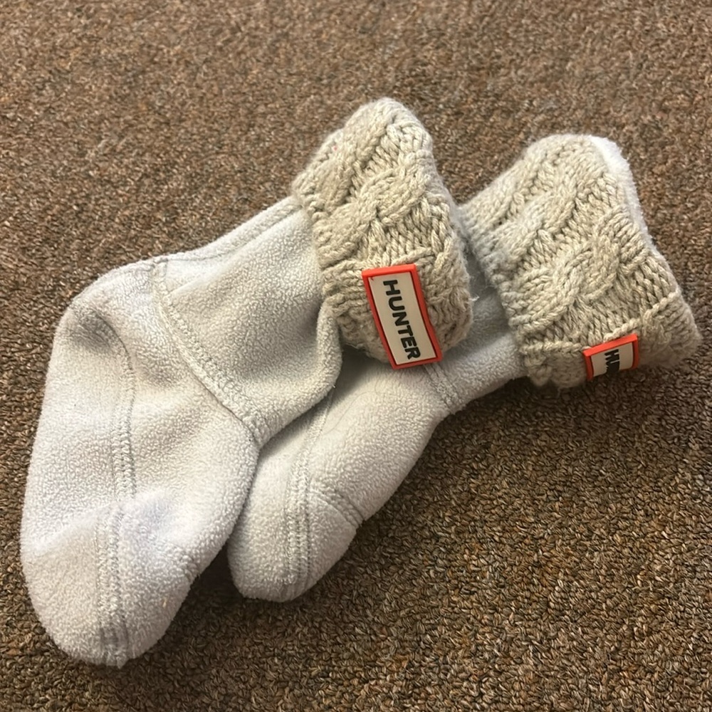 Hunter short cable knit kids boot socks, size xs